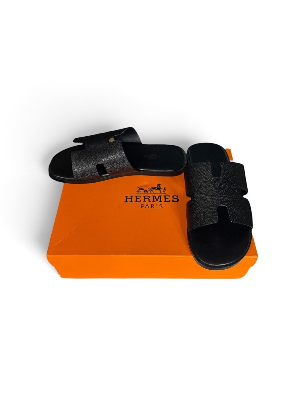 Hermes black slide sandals